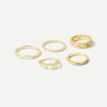Romwe Butterfly Decorated Ring Set 5pcs