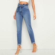 Romwe Paperbag Waist Cigarette Jeans
