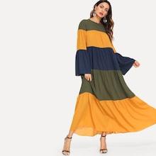 Romwe Cut And Sew Keyhole Back Oversized Dress