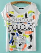Romwe V Neck Graffiti Print T-shirt