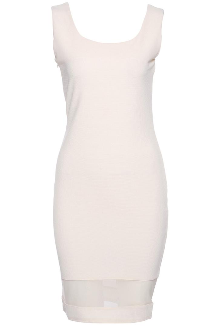 Romwe Romwe Mesh Stitching White Body-con Sleeveless Dress