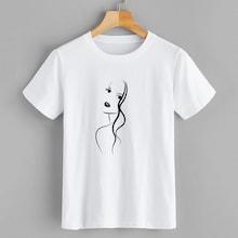 Romwe Abstract Figure Print Tee
