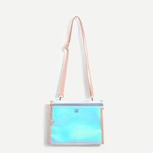Romwe Zipper Detail Iridescent Crossbody Bag