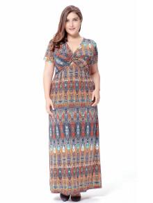 Romwe All Over Printed Twist Front Dress