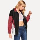 Romwe Color Block Zip Jacket