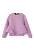 Romwe Falbala Sheer Purple Sweatshirt