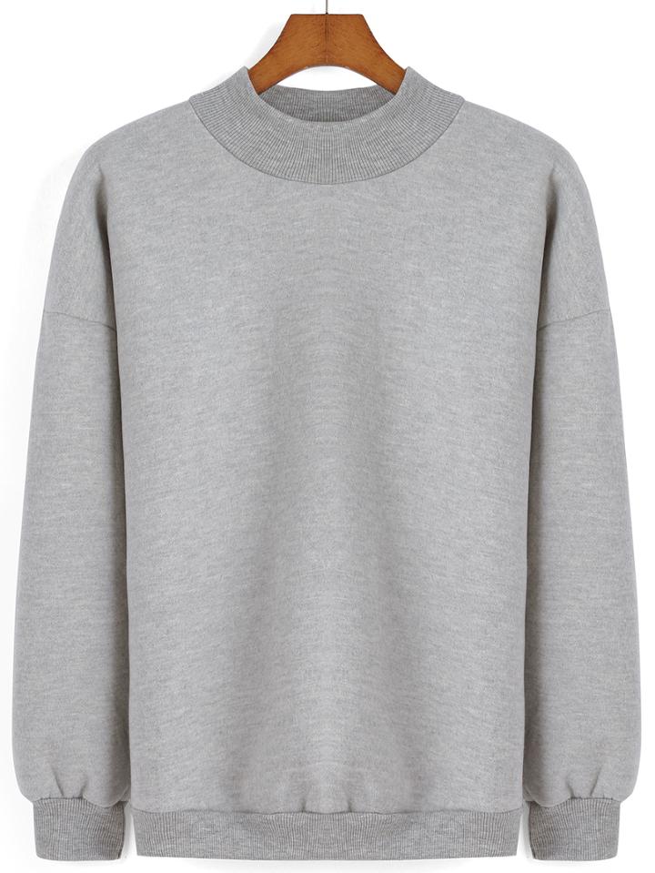 Romwe Round Neck Loose Grey Sweatshirt