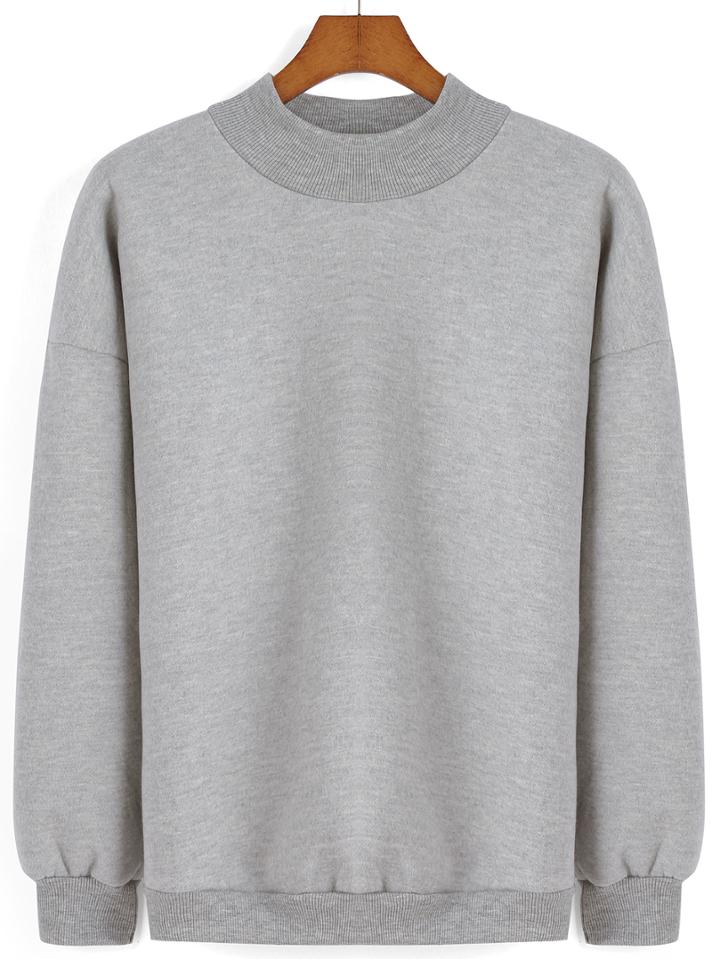 Romwe Round Neck Loose Grey Sweatshirt