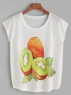 Romwe Kiwi Fruit Print T-shirt