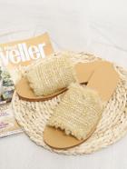 Romwe Raw Trim Straw Flat Sandals