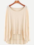 Romwe Apricot Dip Hem T-shirt