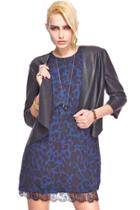 Romwe Romwe Pu Panel Buttonless Black Blazer