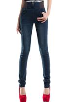 Romwe High Waist Dark Blue Jeans