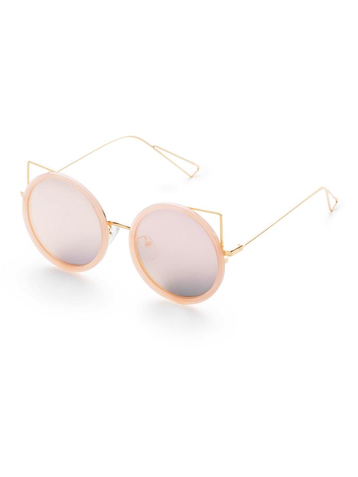 Romwe Pink Delicate Round Design Sunglasses