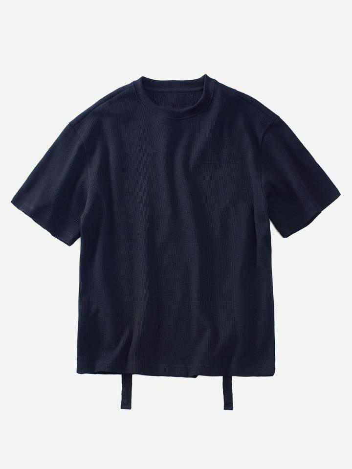 Romwe Men Tape Detail Tee