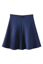 Romwe Romwe A-line Zippered Navy-blue Skirt
