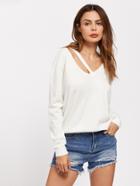 Romwe Strappy V Neck Jumper