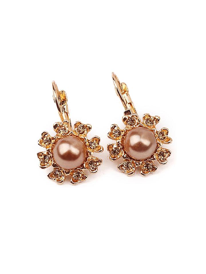 Romwe Flower Design Clip On Earrings