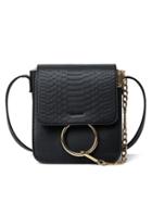 Romwe Crocodile Embossed Ring Chain Bag - Black