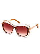 Romwe Orange Leopard Print Clear Frame Chunky Sunglasses