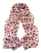Romwe Latest Design Pink Chiffon Knitted Leopard Printed Fashionable Scarf