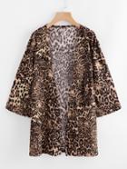 Romwe Allover Leopard Print Open Front Coat