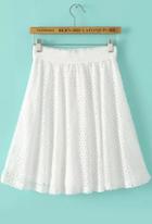Romwe Lace Pleated Hollow Skirt