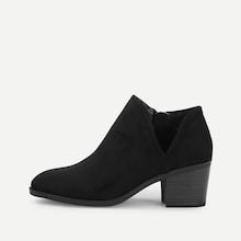 Romwe Zipper Side Chunky Heeled Boots