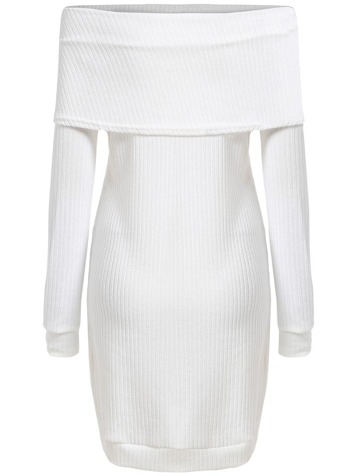 Romwe Off The Shoulder High Low Ribbed Dress