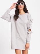 Romwe Elbow Cut Out Frill Trim Sweatshirt Dress