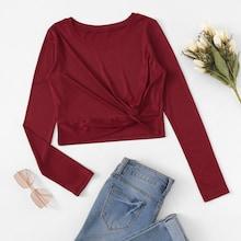 Romwe Twist Side Crop Tee