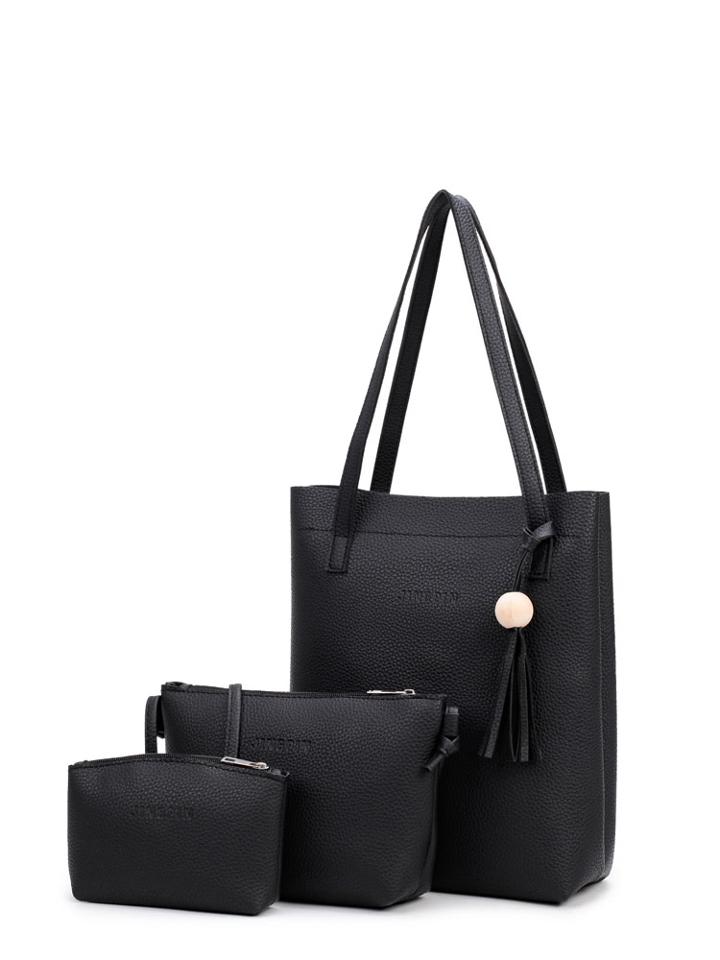 Romwe 3 Pcs Tassel Pendant Shoulder Bags