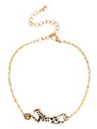 Romwe Leopard Plated Golden Anklet Chain