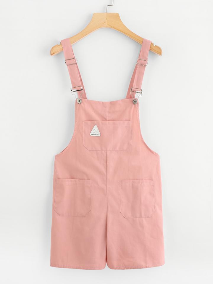 Romwe Patch Detail Pocket Jumpsuit