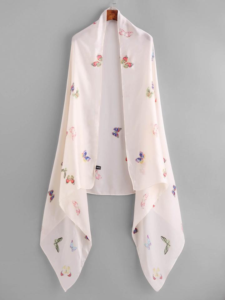Romwe Butterfly Print Lightweight Scarf