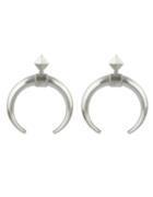 Romwe Alloy Silver Plated Stud Moon Earrings