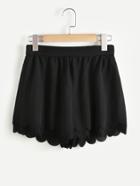 Romwe Scallop Hem Zip Back Layered Wide Leg Shorts