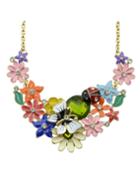Romwe Colorful Enamel Flower Statement Necklace Jewelry