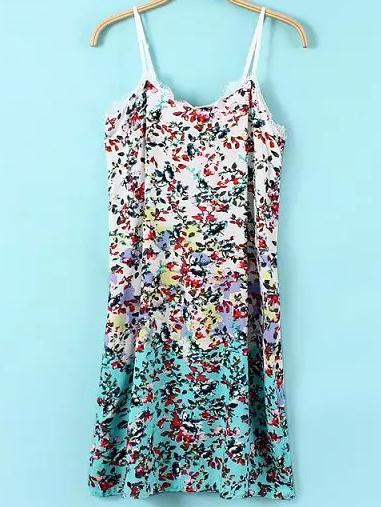 Romwe Florals Blue Cami Dress