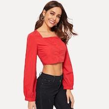 Romwe Square Neck Crop Shirt