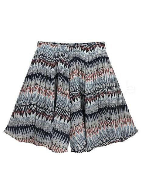 Romwe Multicolor Geometric Print Wide Leg Shorts