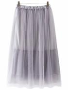 Romwe Purple Elastic Waist Gauze Flare Skirt