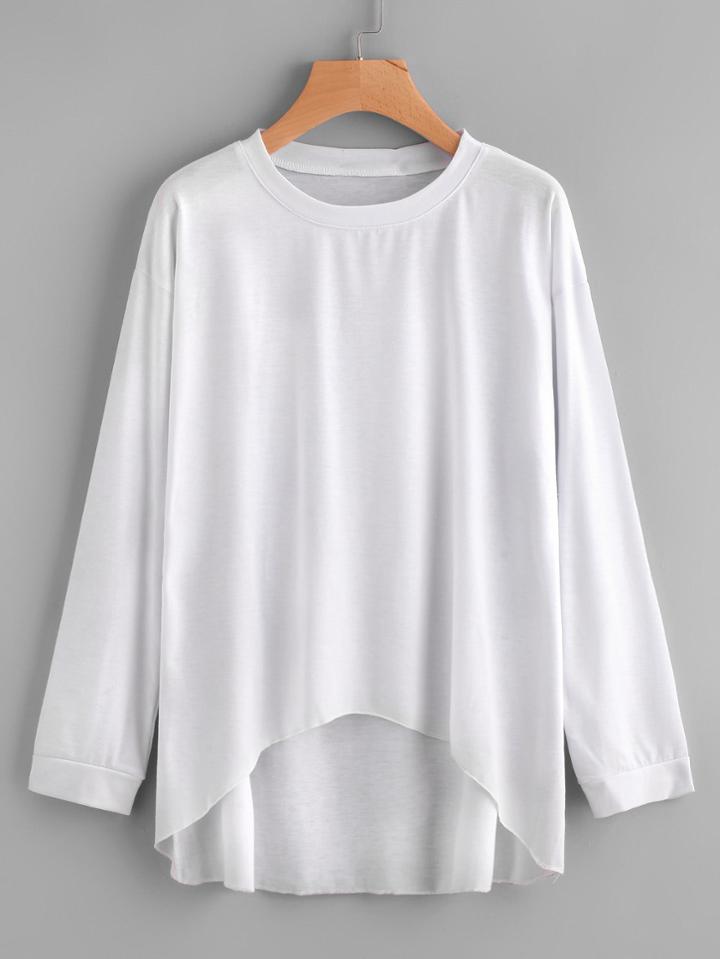 Romwe Drop Shoulder Dip Hem T-shirt