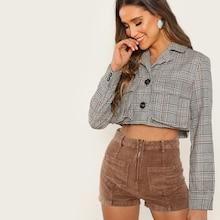 Romwe Flap Pocket Detail Crop Jacket