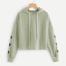 Romwe Star Print Hooded Sweatshirt
