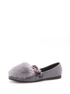 Romwe Faux Fur Knotted Detail Suede Flats