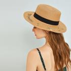 Romwe Letter & Bee Embroidery Flat Top Fedora