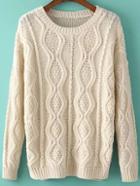 Romwe Cable Knit Hollow Sweater
