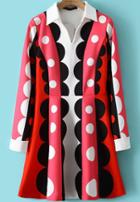 Romwe Polka Dot Lapel Slim Dress