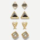 Romwe Triangle & Wing Stud Earrings 4pairs